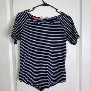 Navy Blue + White Striped Tee